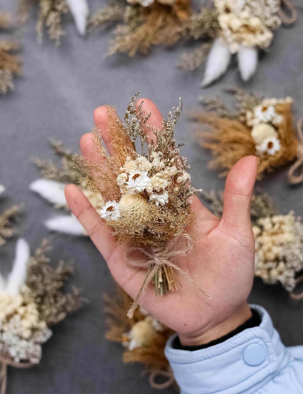 Mini Dried Flower Bouquet Set Brown 12PCS