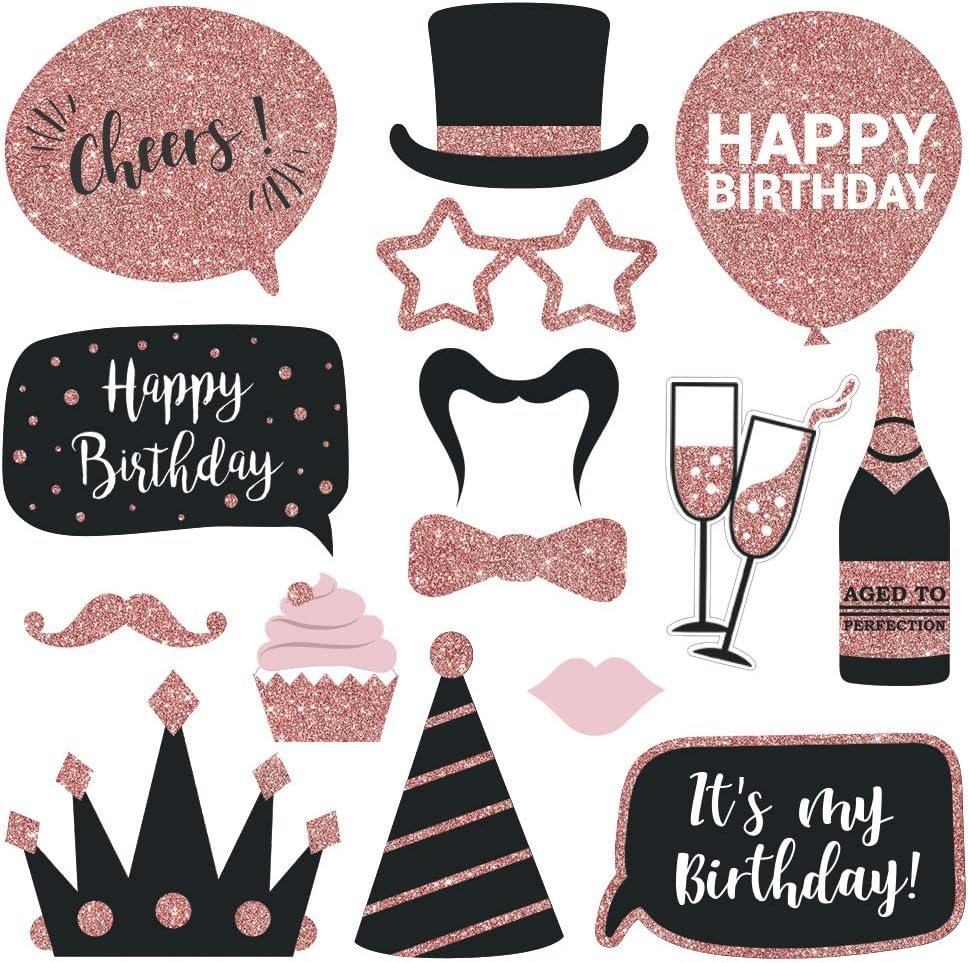 Fully Assembled Birthday Photo Booth Props 30 Piece Set