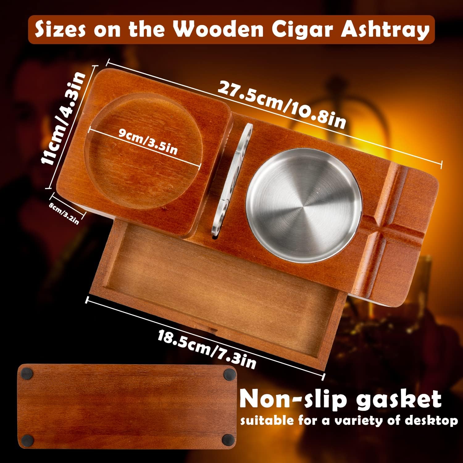 Cigar Ashtray Whiskey Glass Tray Set for Men