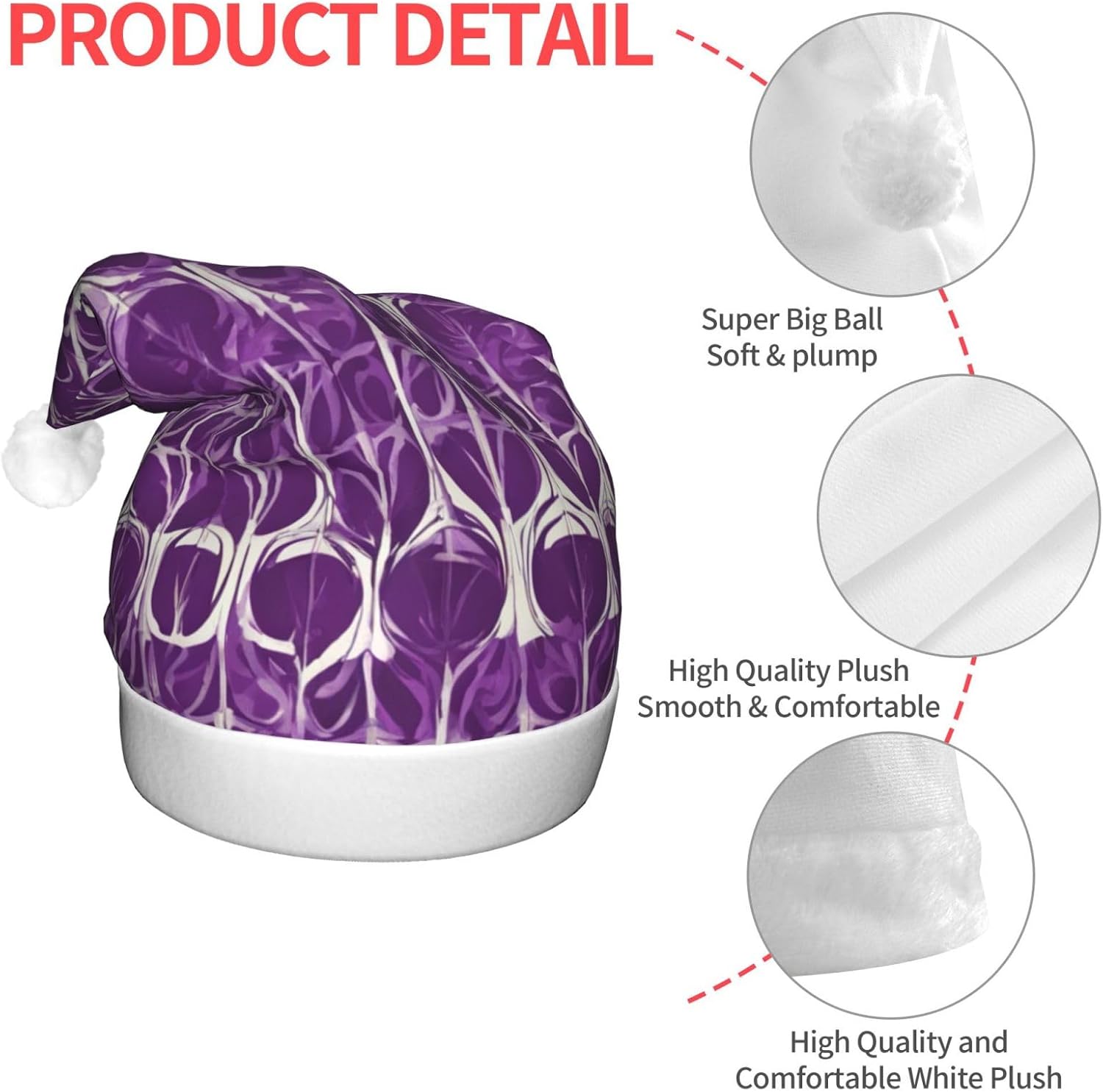 QinZheng Purple Pattern 02 LED Santa Hat for Adults