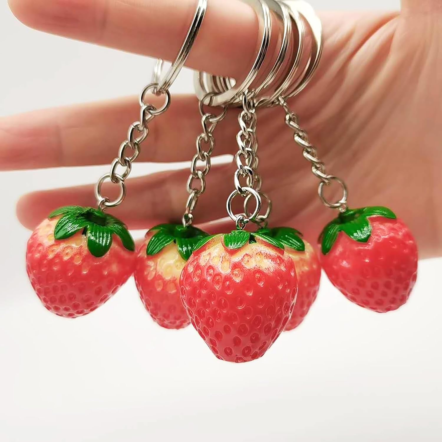 10 Pcs Resin Strawberry Keychain Charms