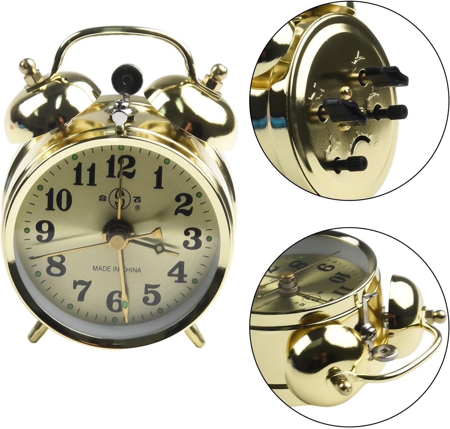 Vintage Mechanical Gold Horseshoe Alarm Clock