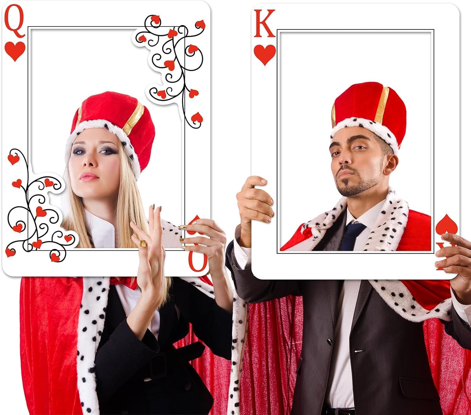 Casino Night Photo Booth Props Queen and King of Hearts