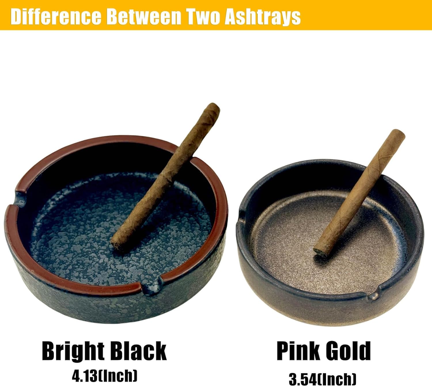 Stylish Ceramic Ashtray Black Lava Medium