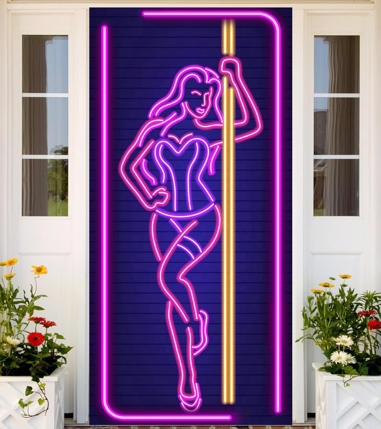Neon Pole Dance Hot Sexy Girl Decor Banner