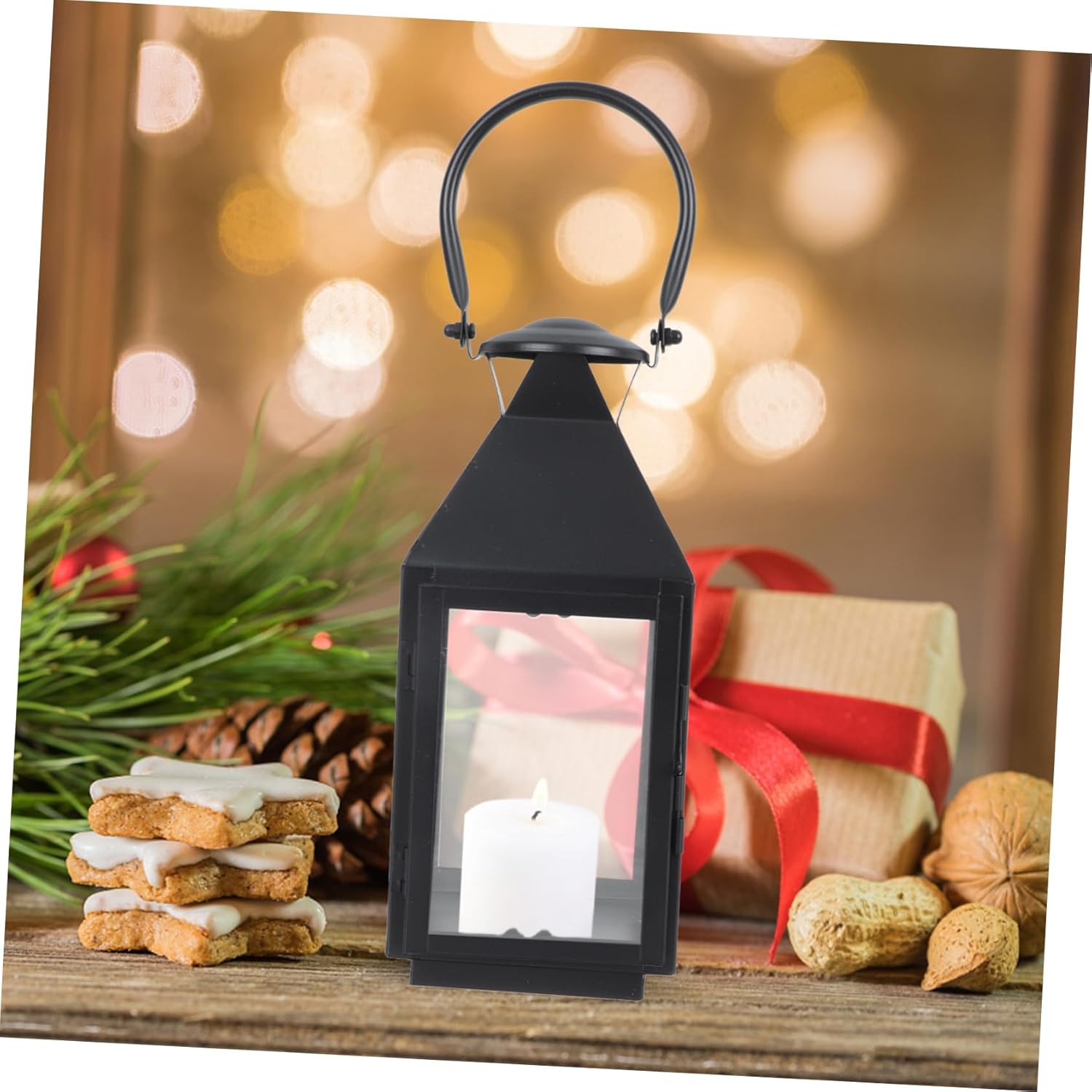 Nordic Iron Candle Lantern for Christmas Decor