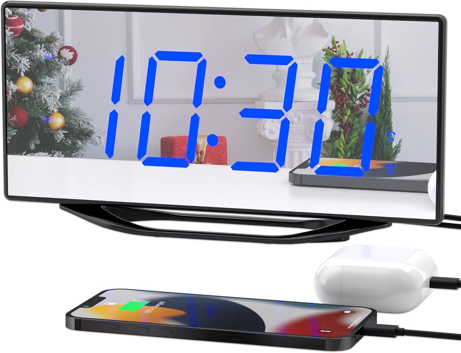 PPLEE 87 Digital LED Mirror Alarm Clock with 2 Alarms