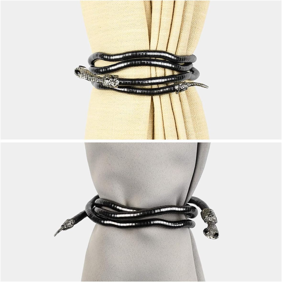 KXLIFE Snake Curtain Holdbacks 2 Pack Black Handmade Metal Rope Tiebacks