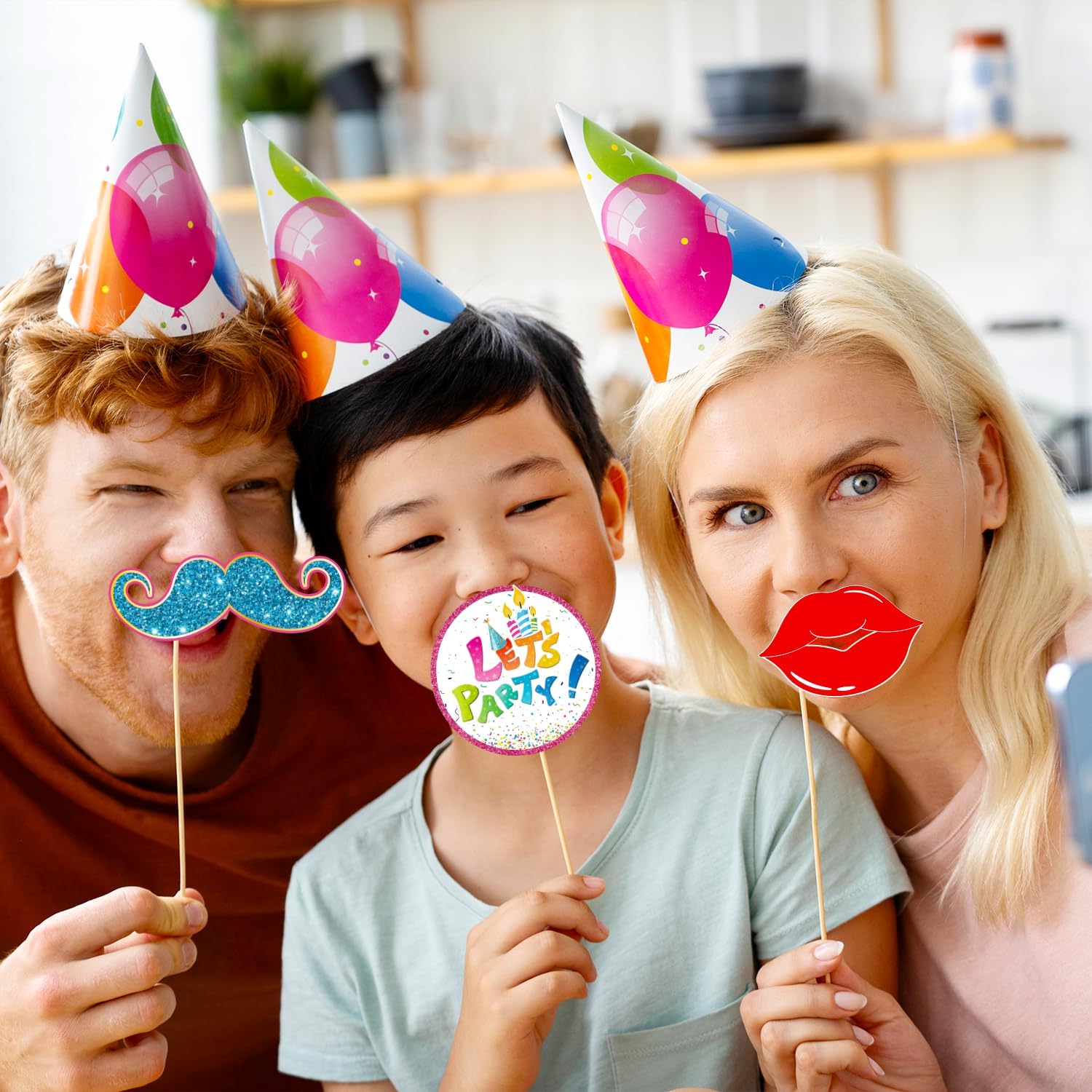 Duormal Colorful Birthday Photo Booth Props Kit