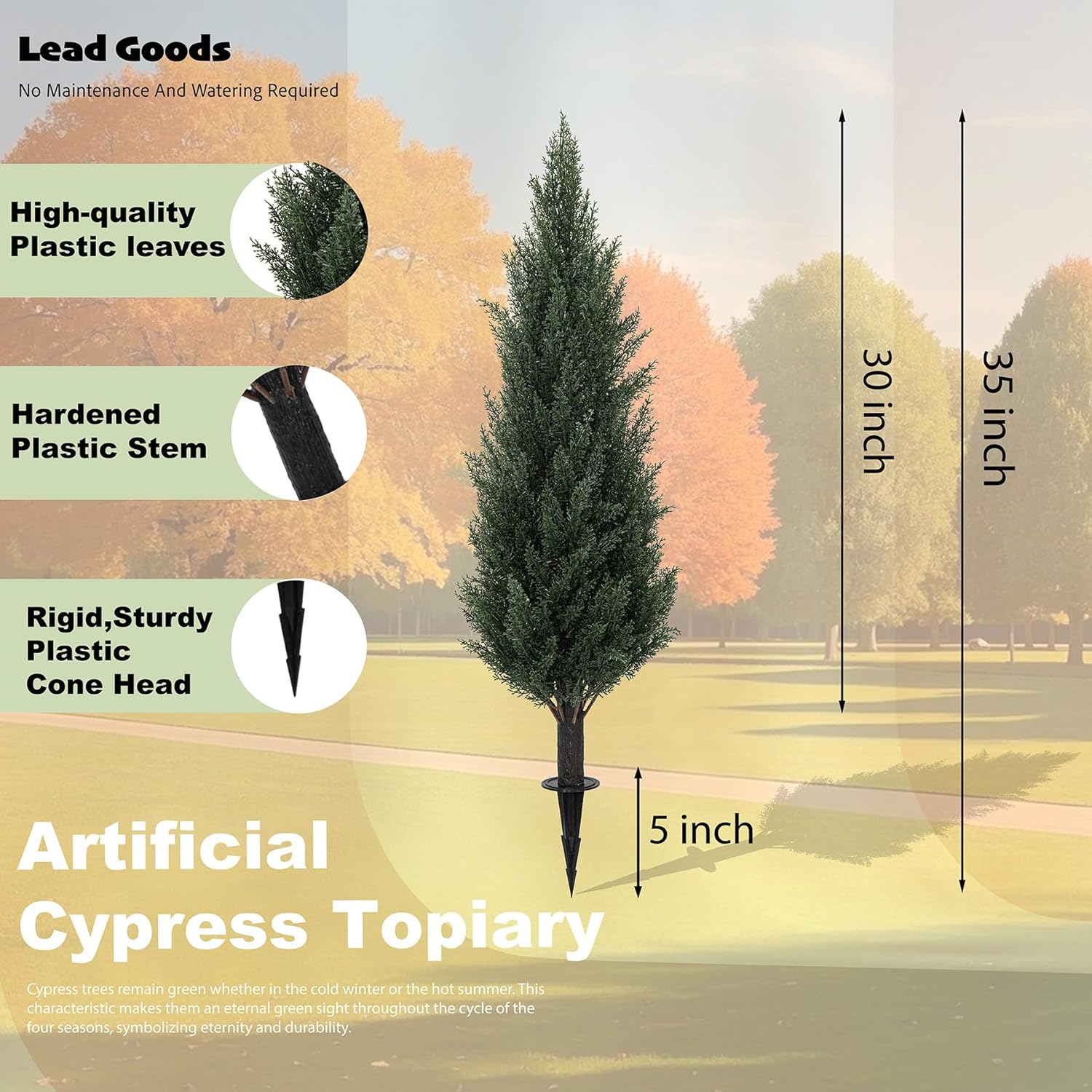 3FT Artificial Cypress Topiary Trees Set of 2 with Ground Spike