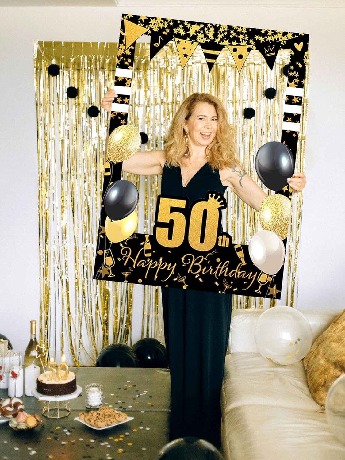 LaVenty 50th Birthday Photo Booth Props Frame Decorations