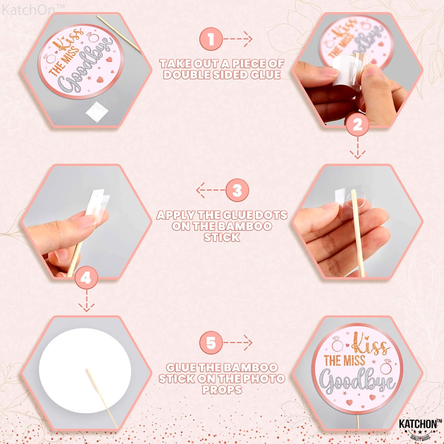 KatchOn Bachelorette Photo Booth Props Set - 35 Piece Rose Gold