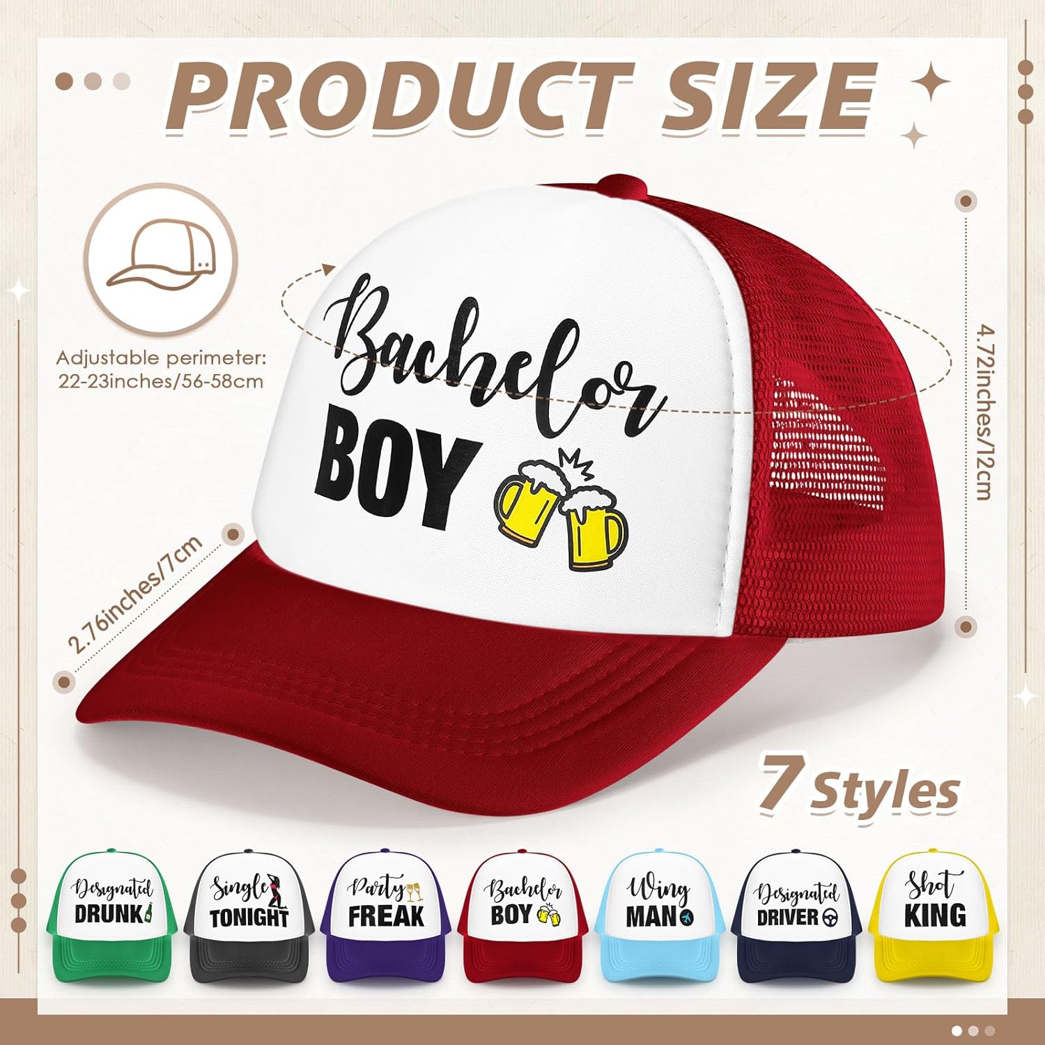JaGely 7 Pcs Funny Groom Trucker Hats Set