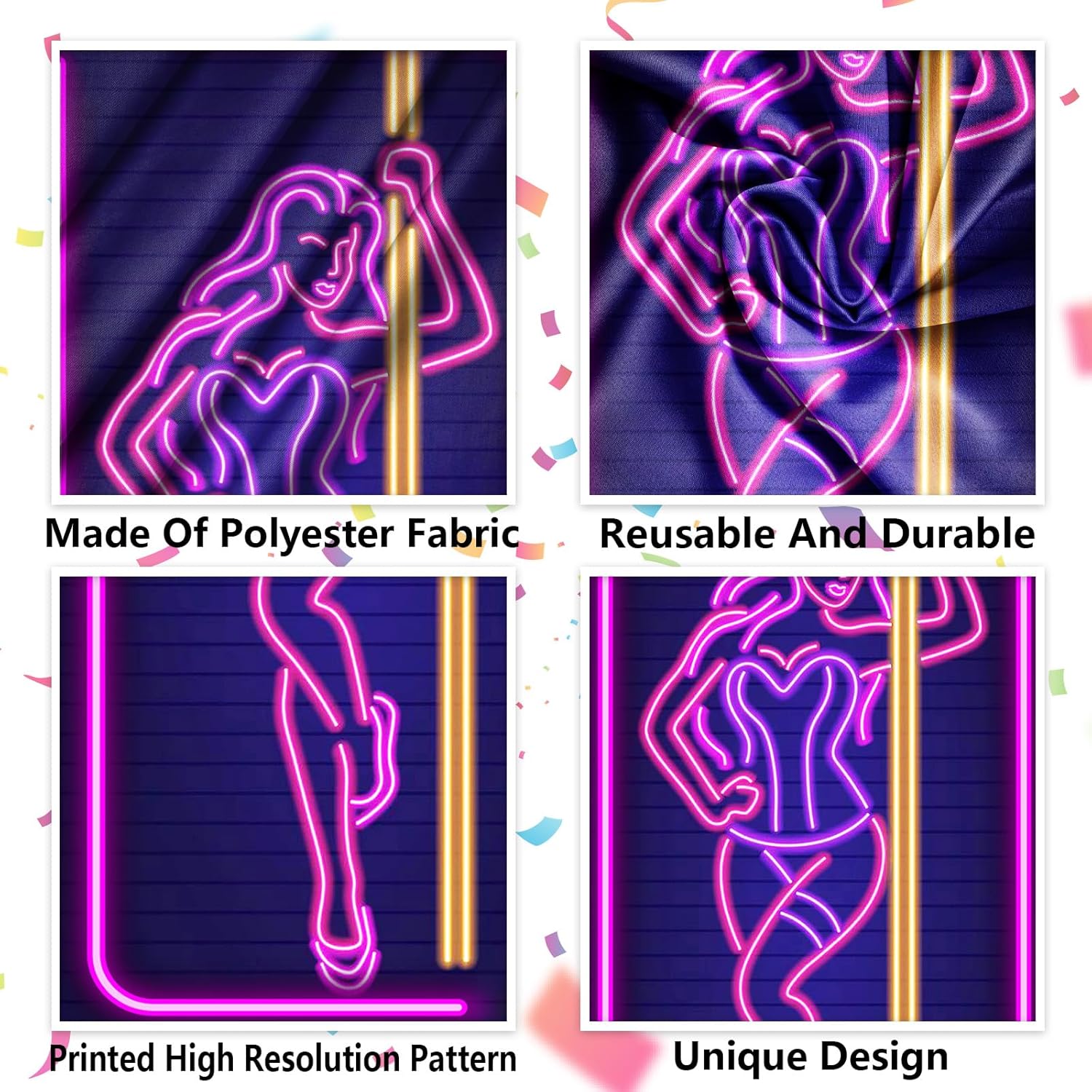 Neon Pole Dance Hot Sexy Girl Decor Banner