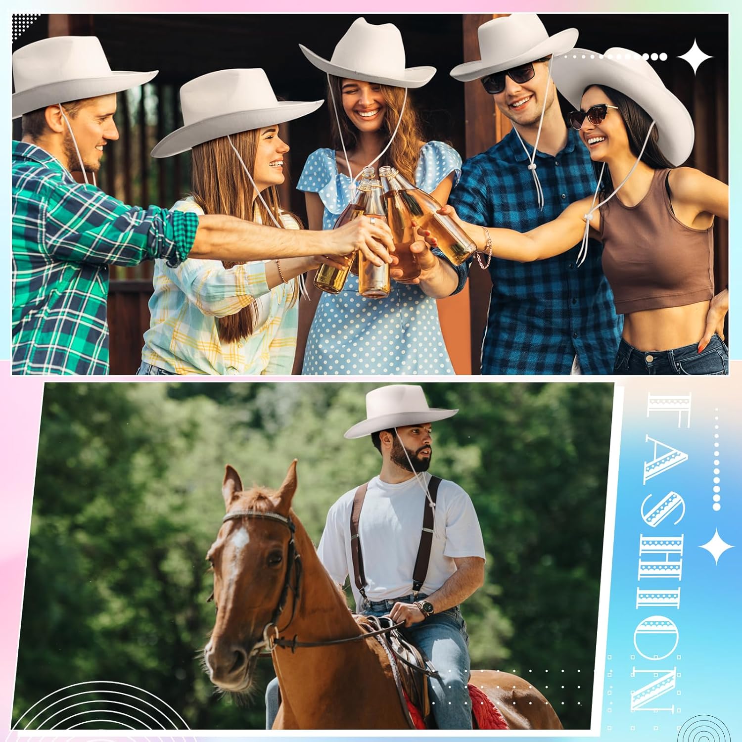 DIY White Cowboy Hats with Markers for Costume Parties