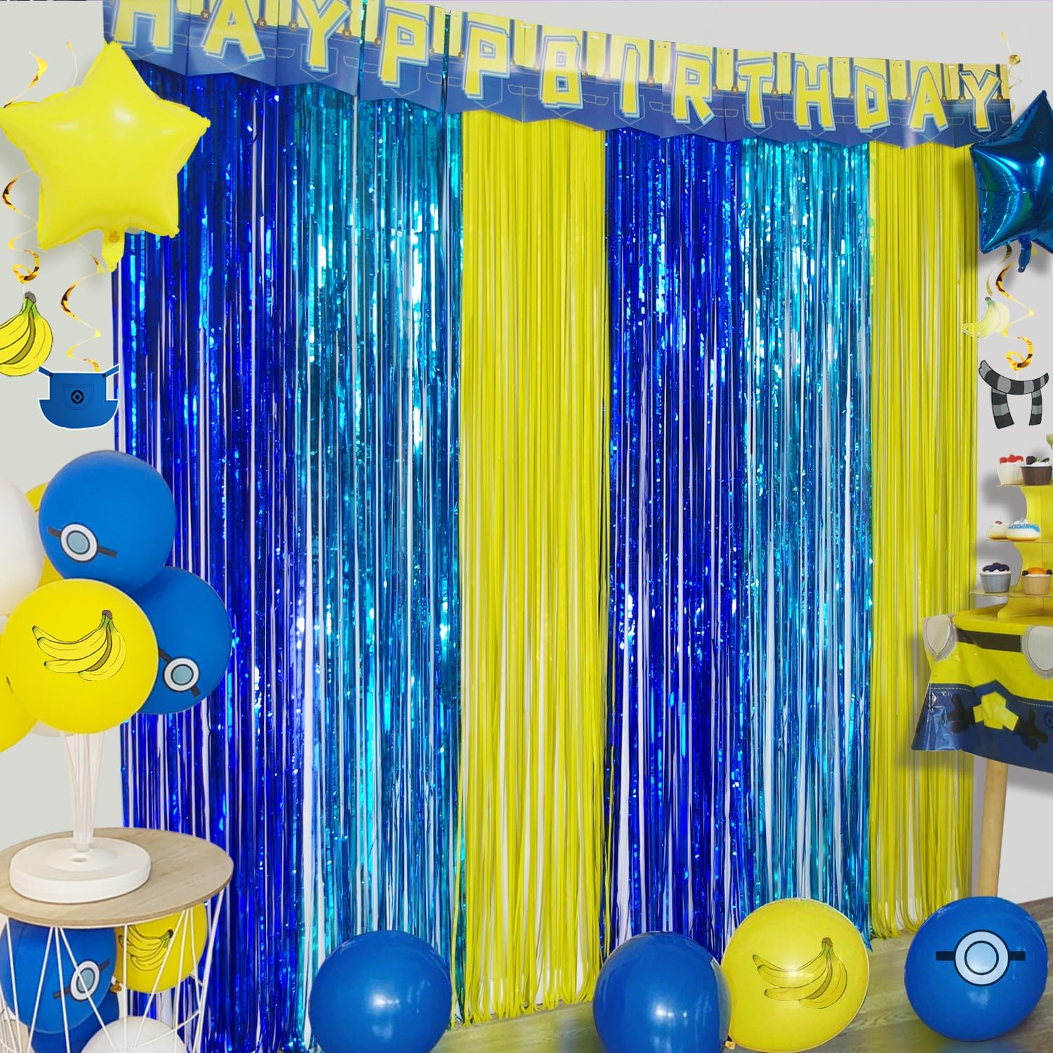 Yellow Jeans Cartoon Themed Photo Booth Curtain
