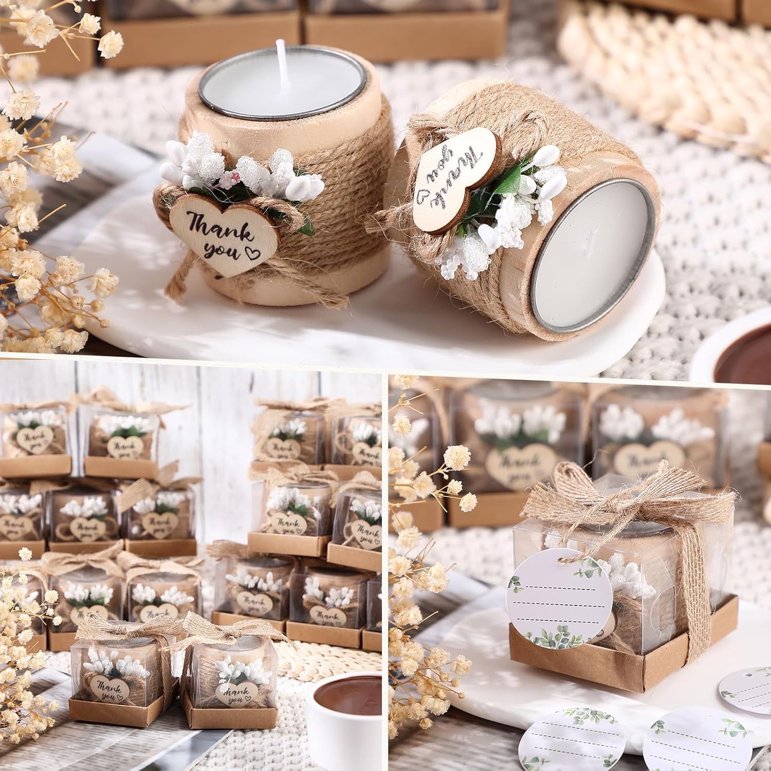 Retisee 12 Pack Wood Candle Holders Wedding Favors