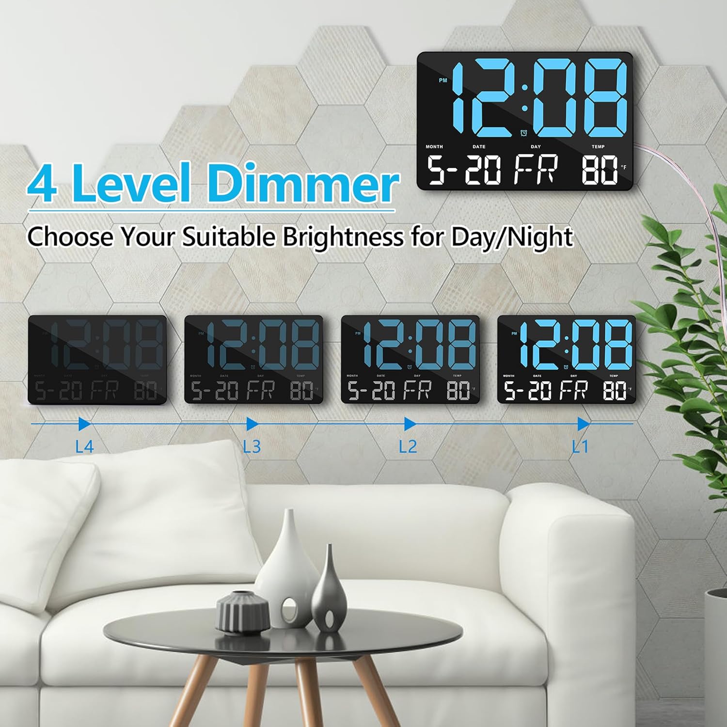 Amgico Digital Alarm Clock with Temperature and Auto Dimming