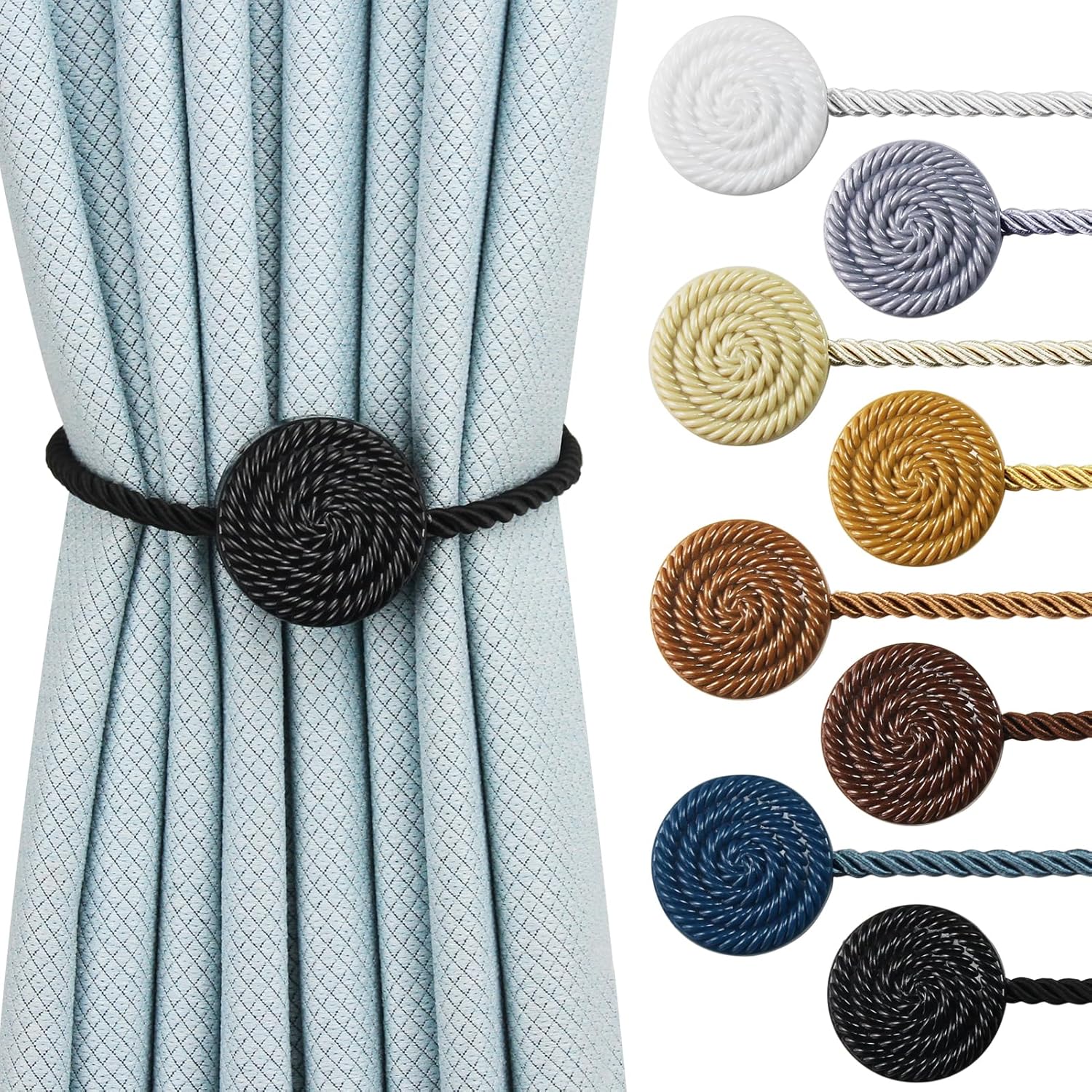 Black Magnetic Curtain Tie Backs 4 Pack