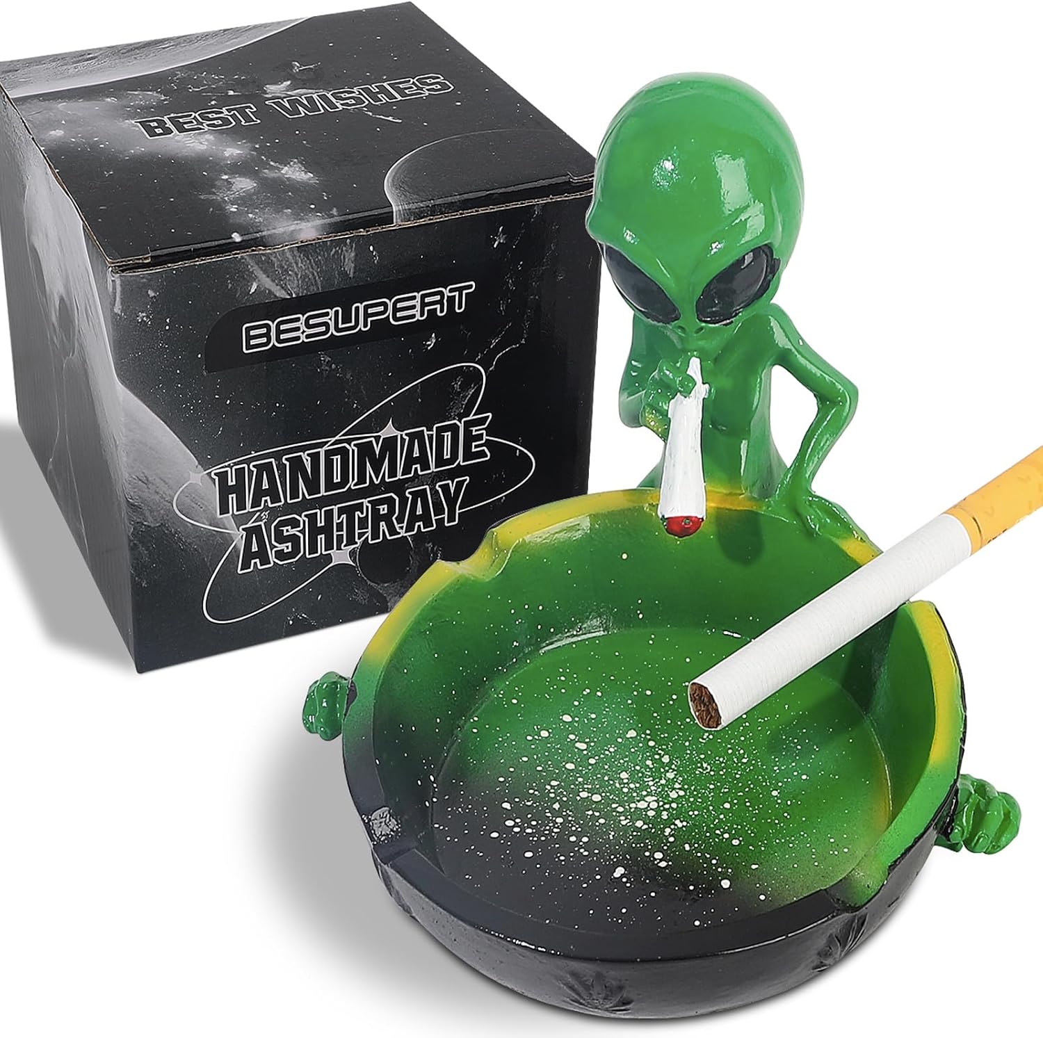 Cute Cool Hand-Painted Resin Ash Tray Green