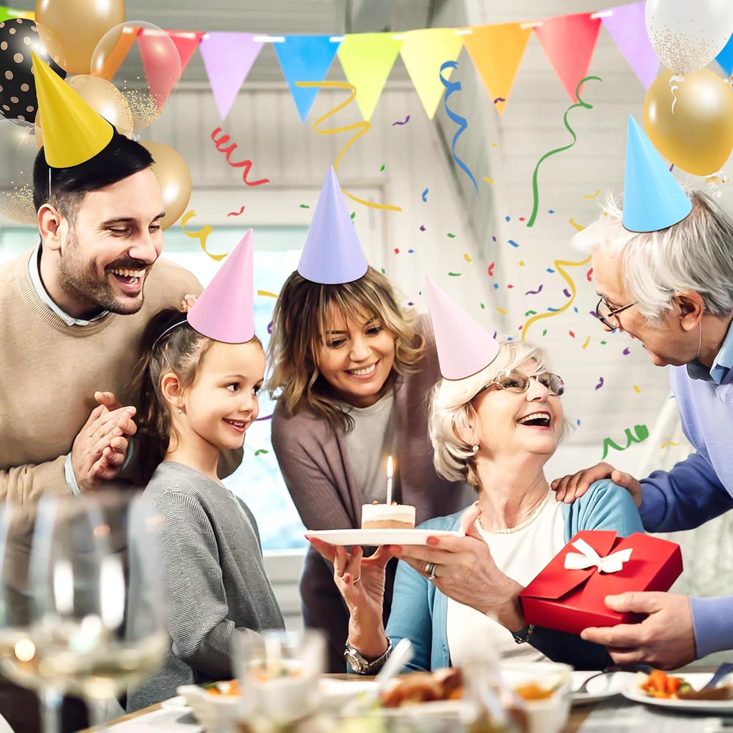 CANREVEL Rainbow Party Hats for Kids and Adults