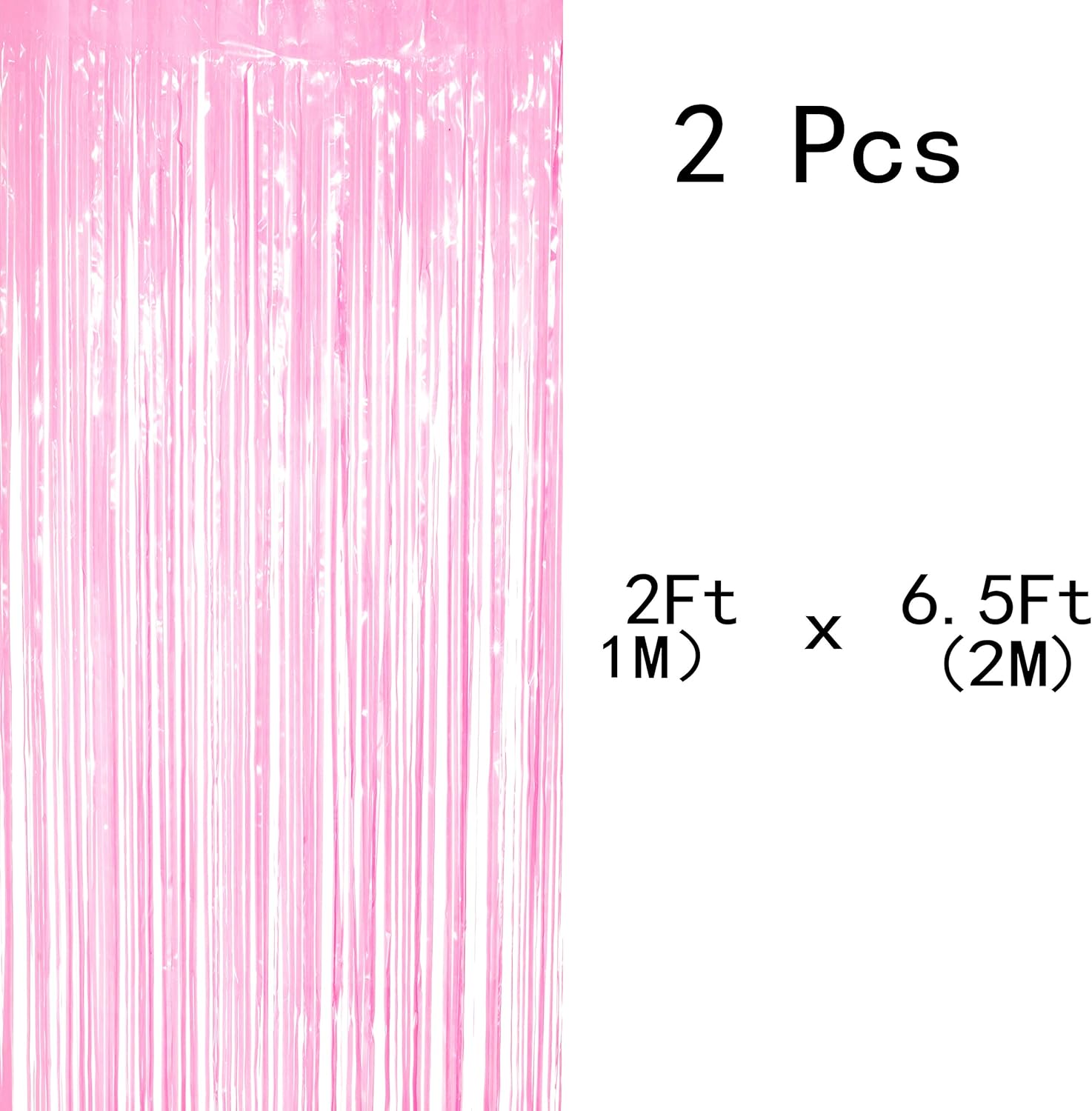 Pink Foil Fringe Curtains for Birthday Parties 2pc Decor