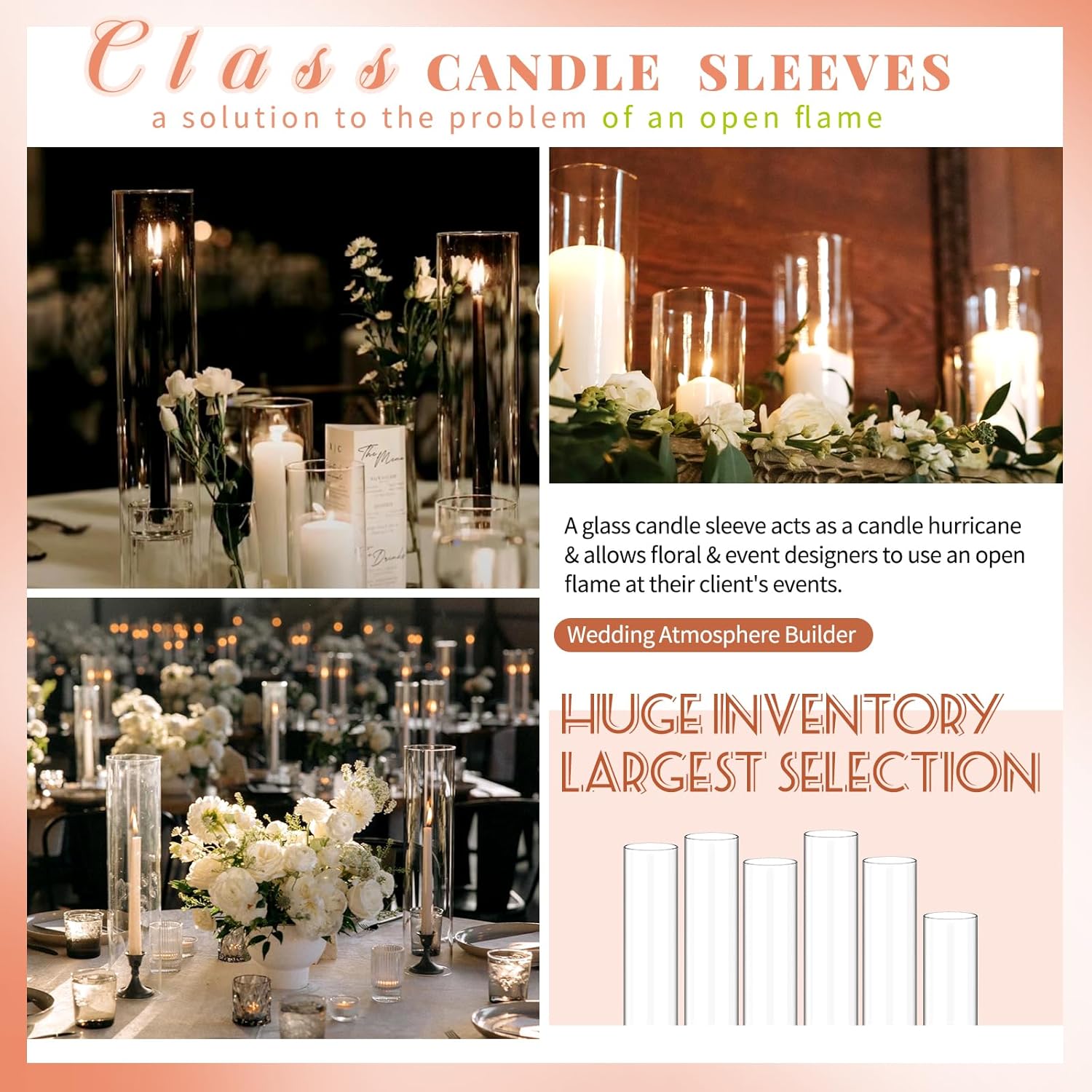 Showgeous 6 Piece Hurricane Candle Holder Set