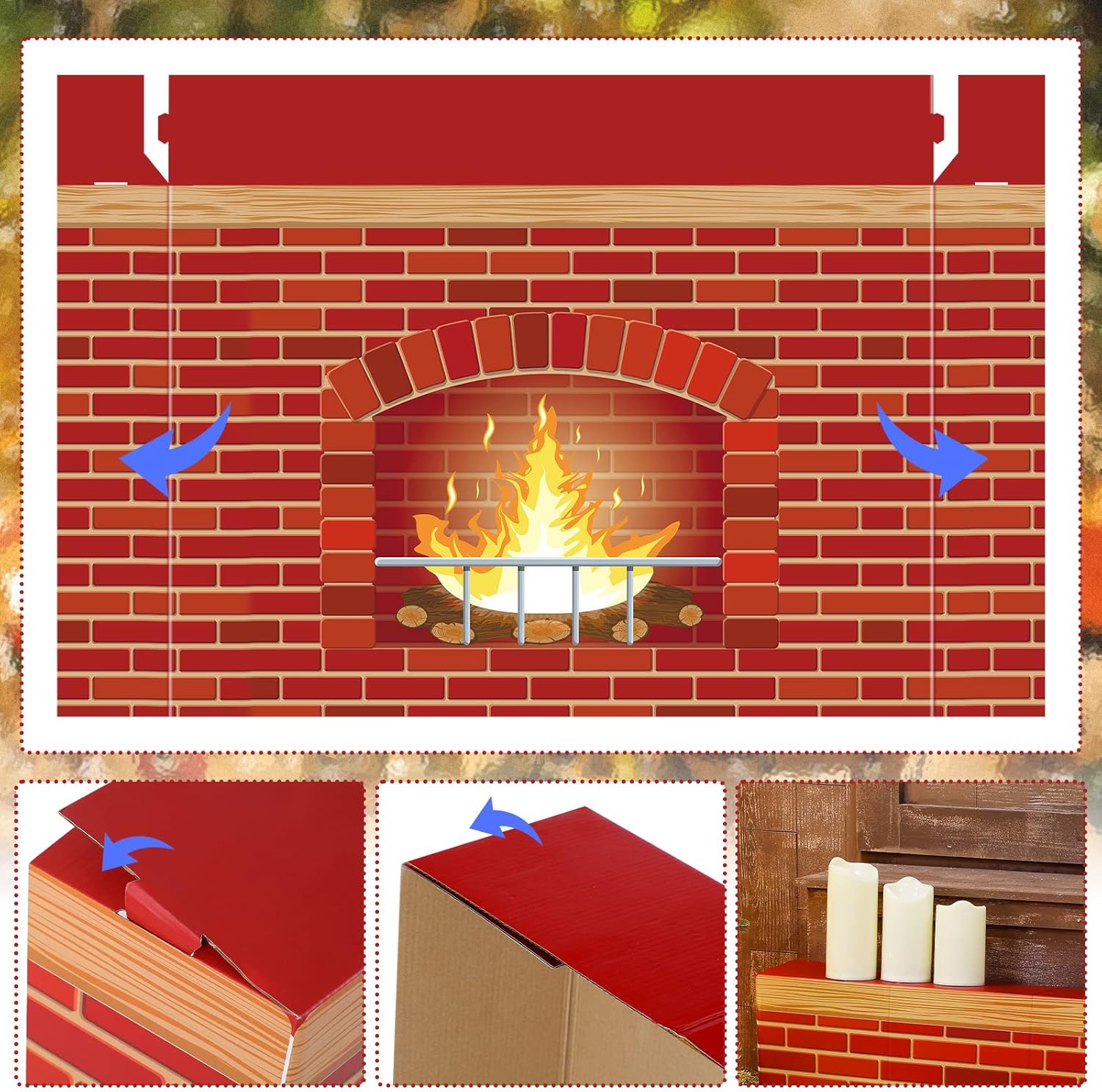 Geyee Christmas Cardboard Fireplace Decor