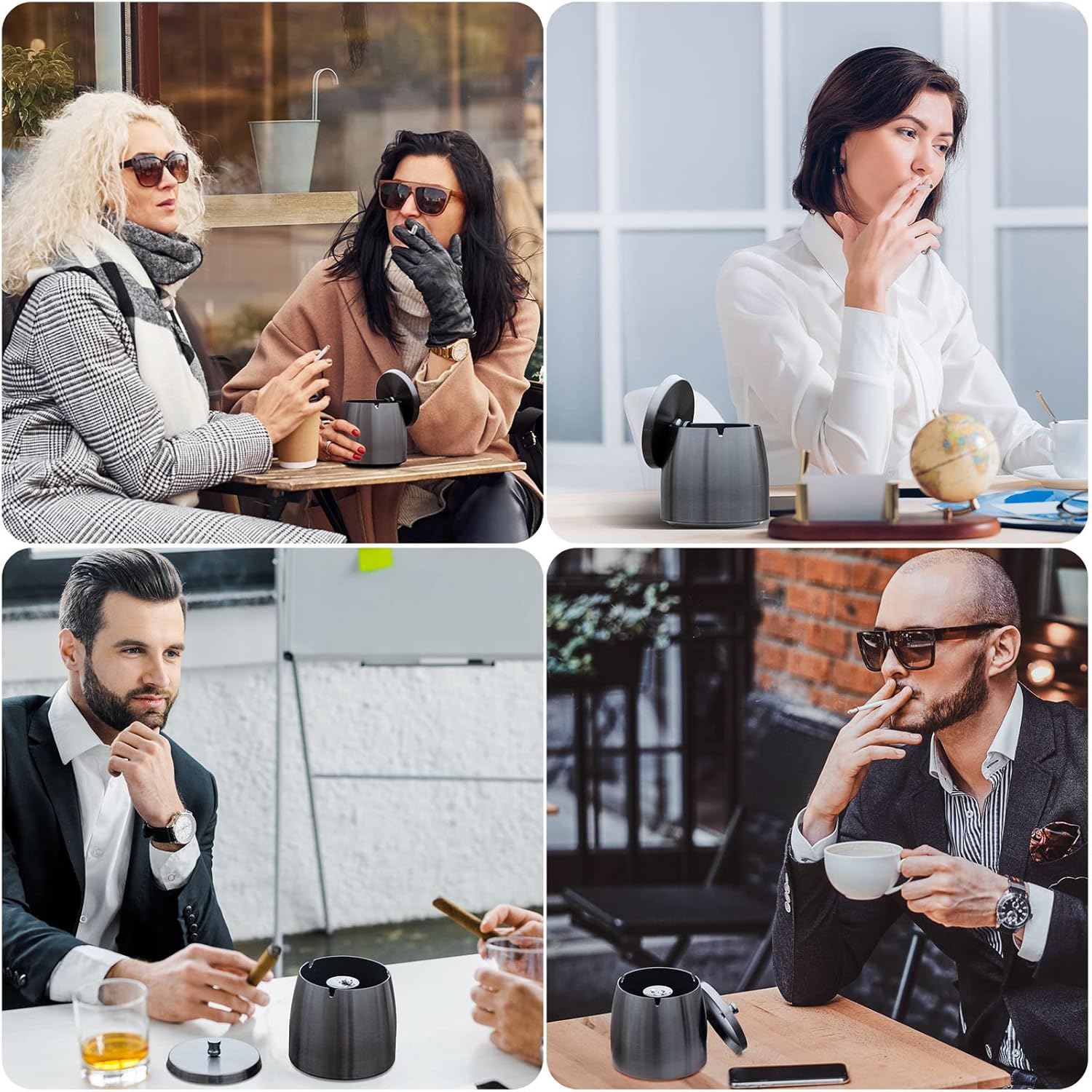 Yangbaga XL Windproof Ashtray with Lid for Cigarettes