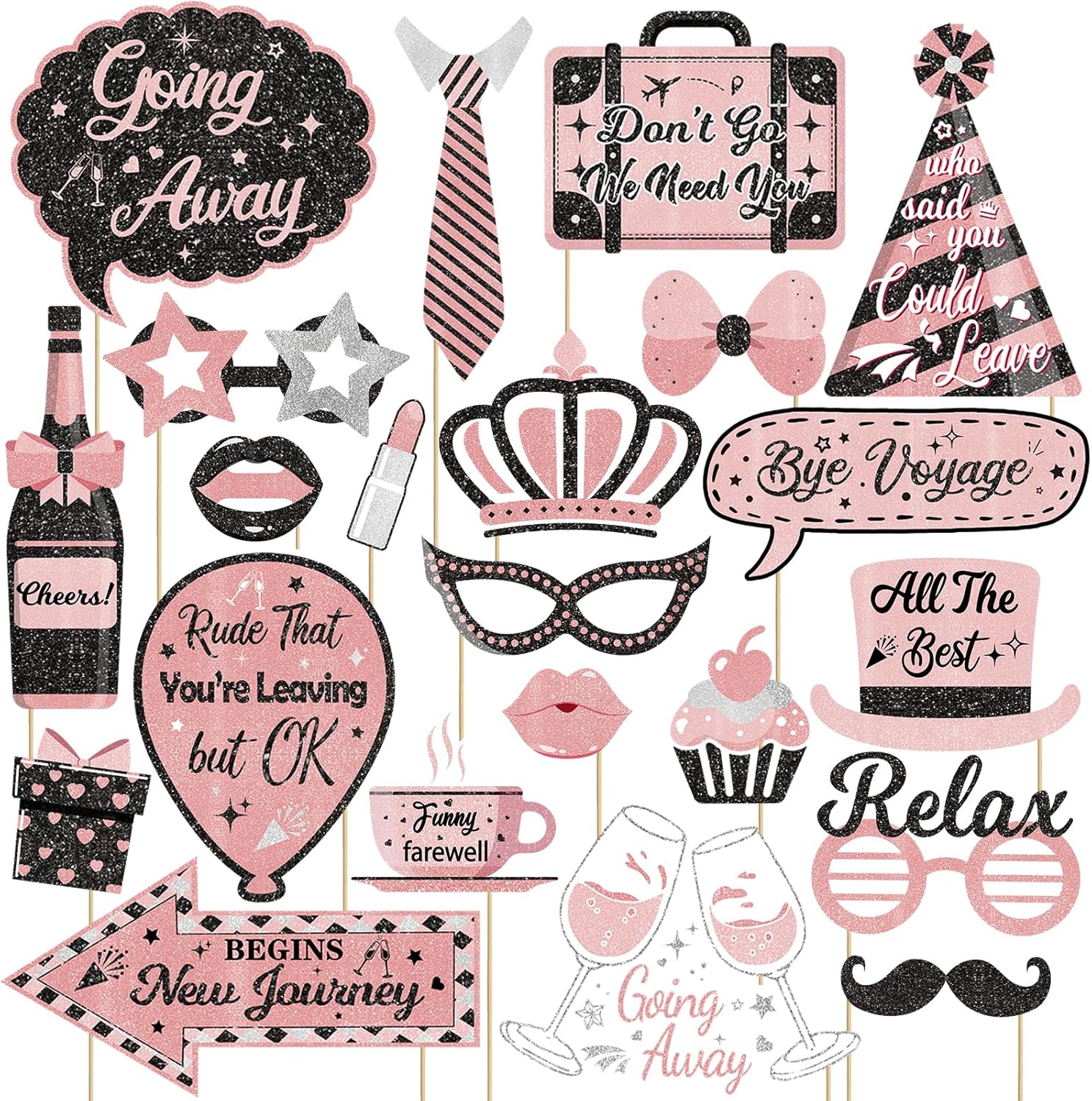 22Pcs Rose Gold Rude Youre Leaving But OK Photo Booth Props