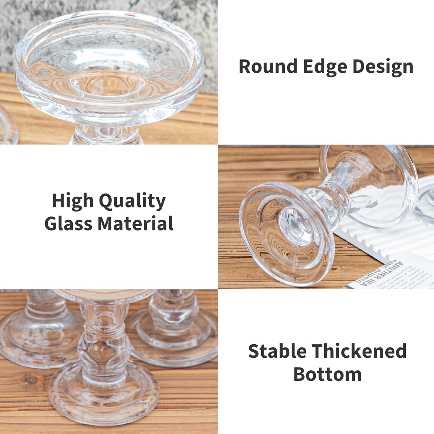 YAKii Clear Glass Candle Holder Set of 3
