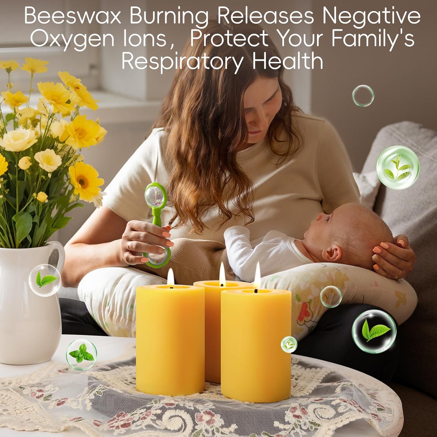 2x3 Inch Beeswax Pillar Candles Set of 3
