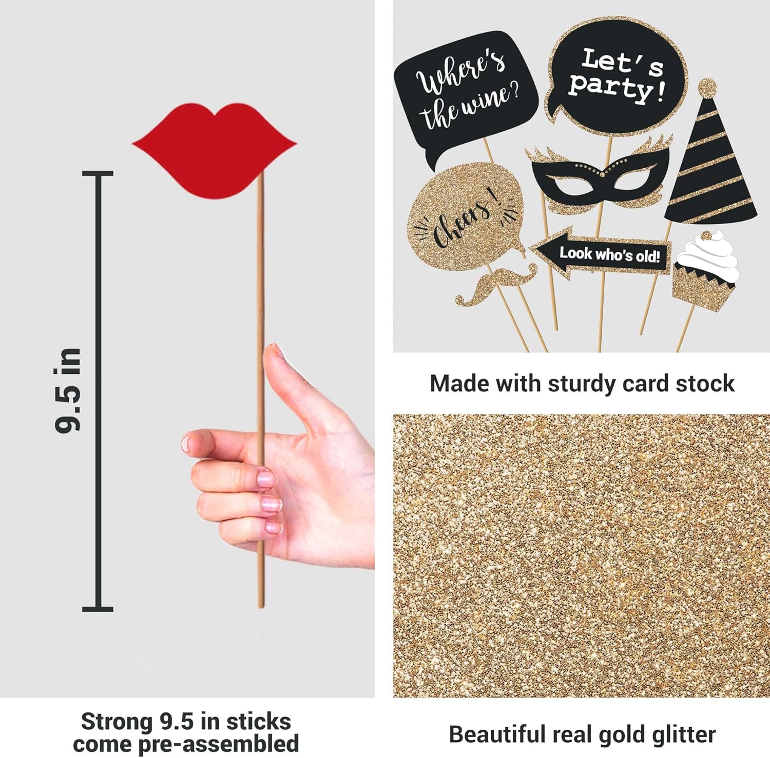 Perfect Occasion Fully Assembled Birthday Photo Booth Props 30 Piece Box Set