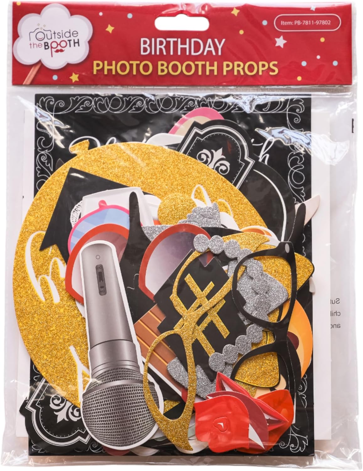 Birthday Photo Booth Props - 41pc Kit with 8x10 Sign