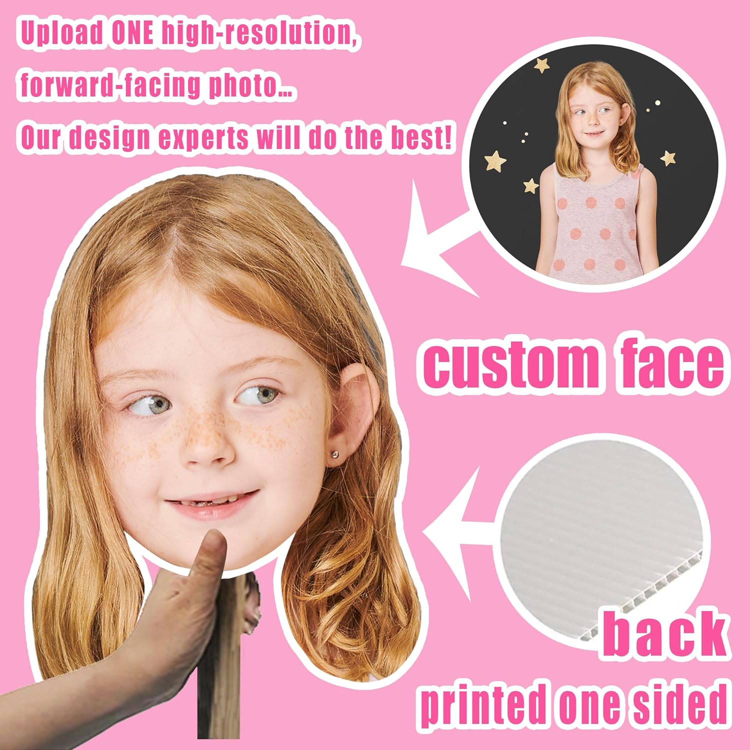 Custom Big Head Face Cutout on Stick for Parties