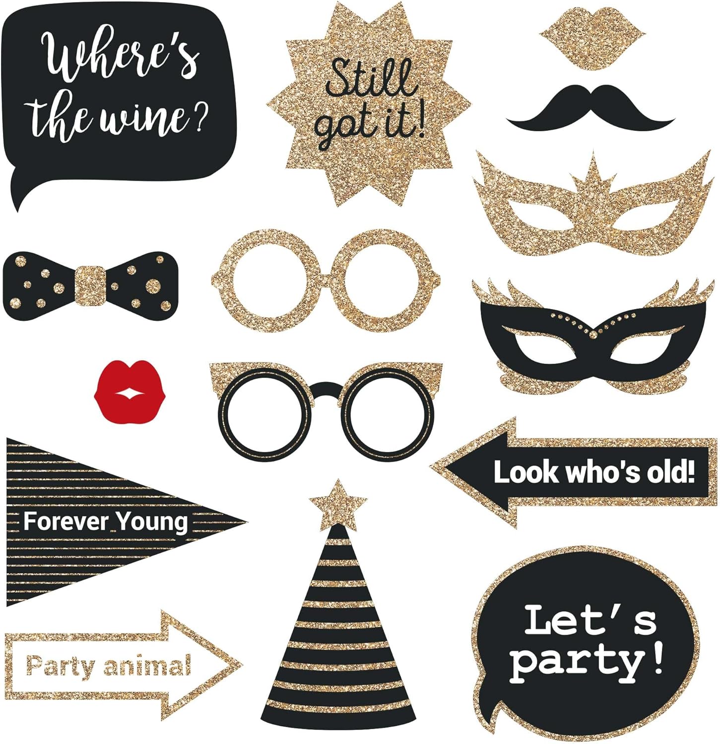 Perfect Occasion Fully Assembled Birthday Photo Booth Props 30 Piece Box Set