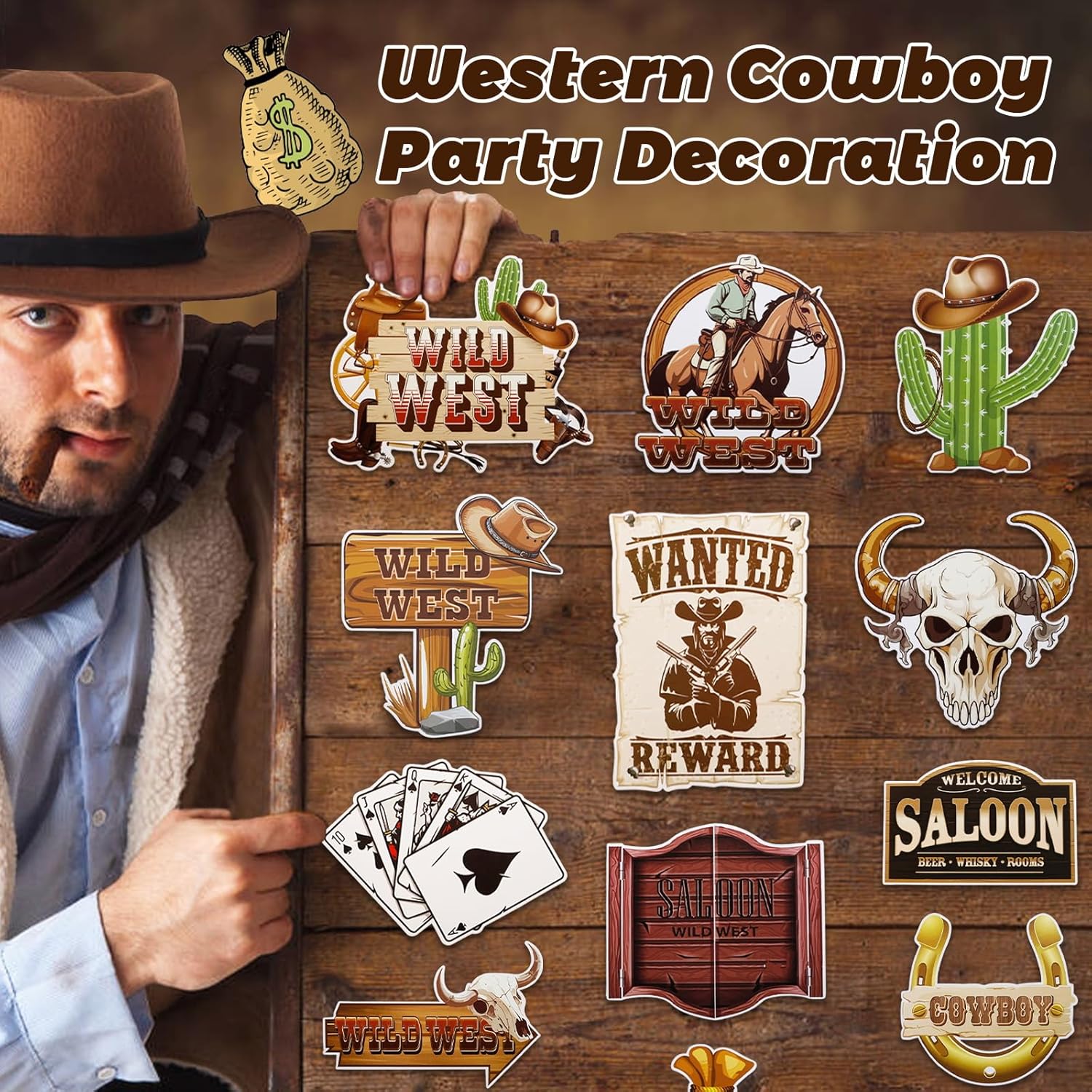 Cowgirl Cowboy Photo Booth Props 30Pcs Western Theme Decorations