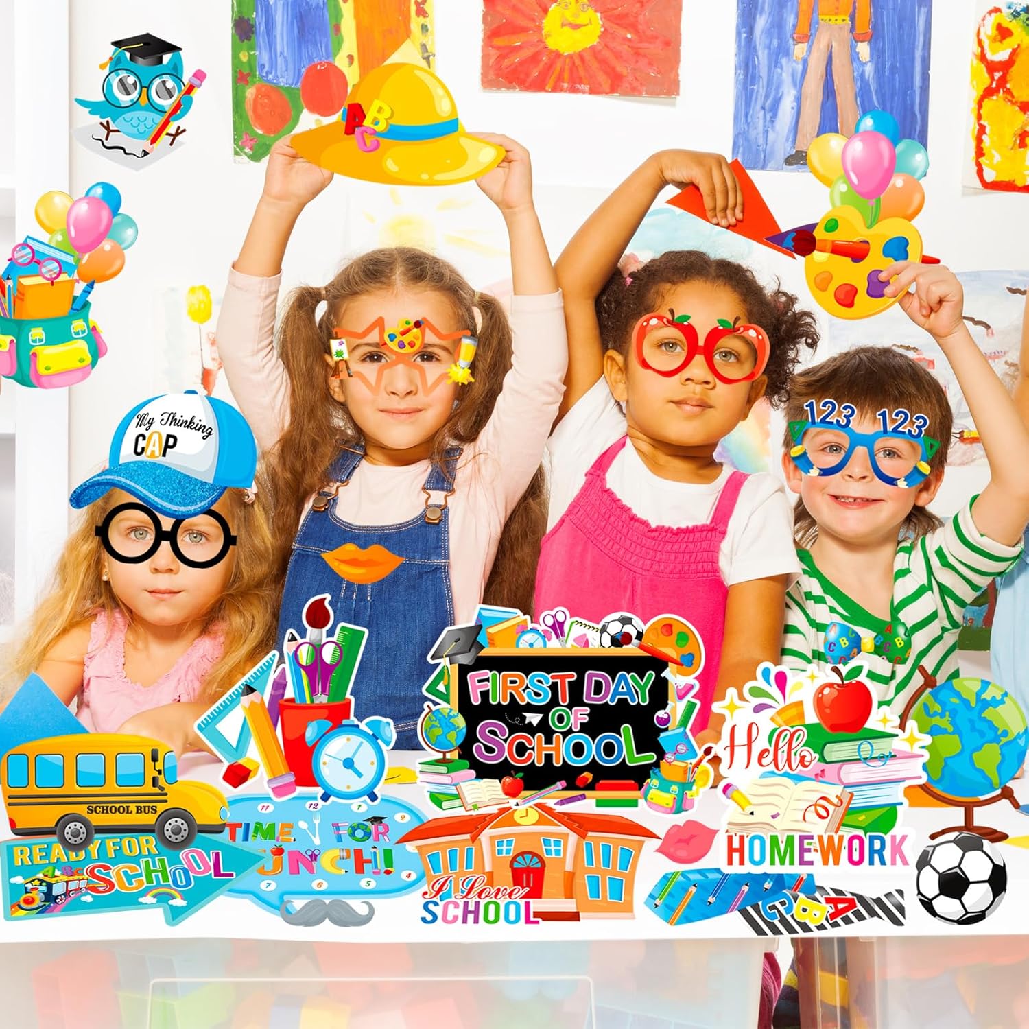 HOWAF Back to School Photo Booth Props Kit 25pcs Welcome Frame