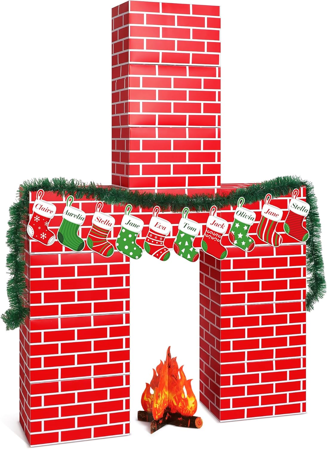 34 Pcs 3D Artificial Christmas Fireplace Set