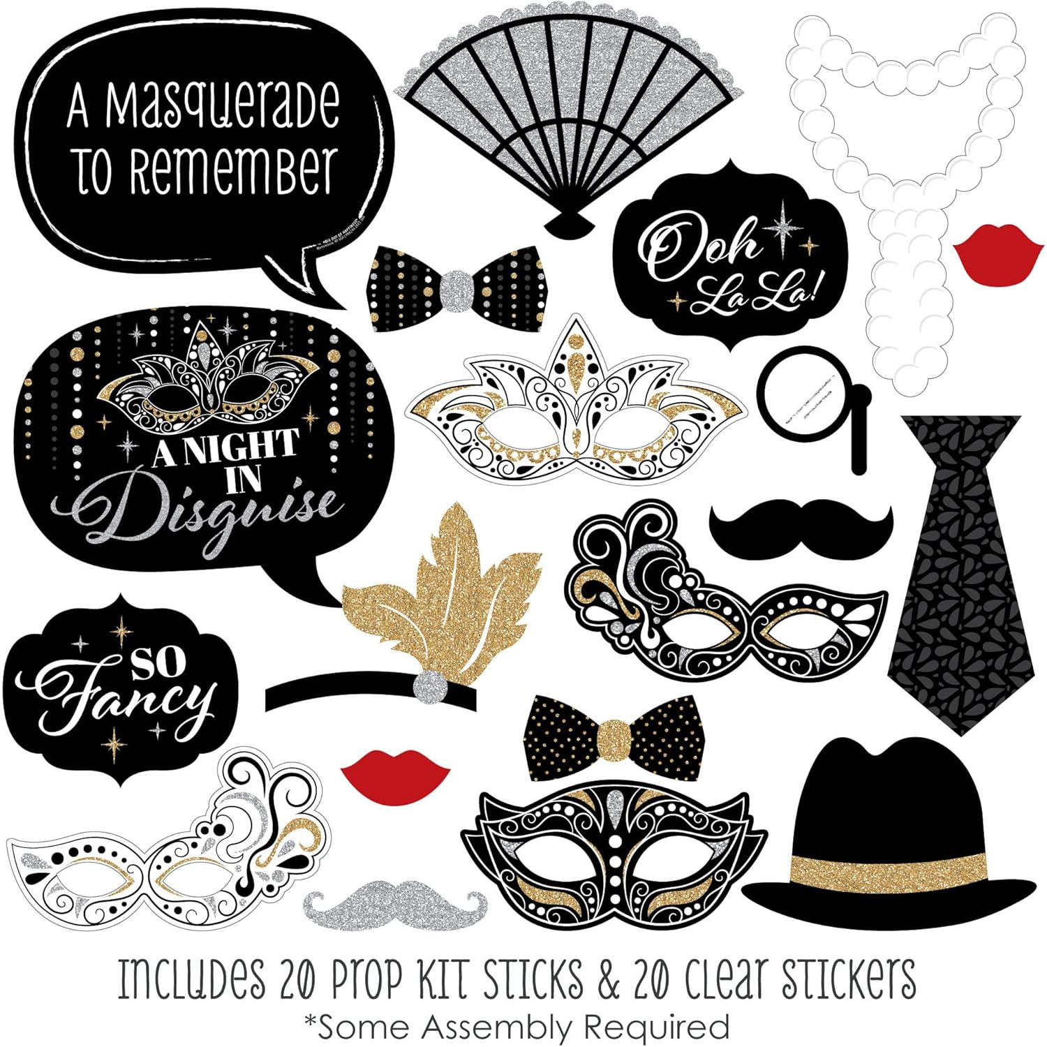 Big Dot of Happiness Venetian Mask Photo Booth Props 20 Count