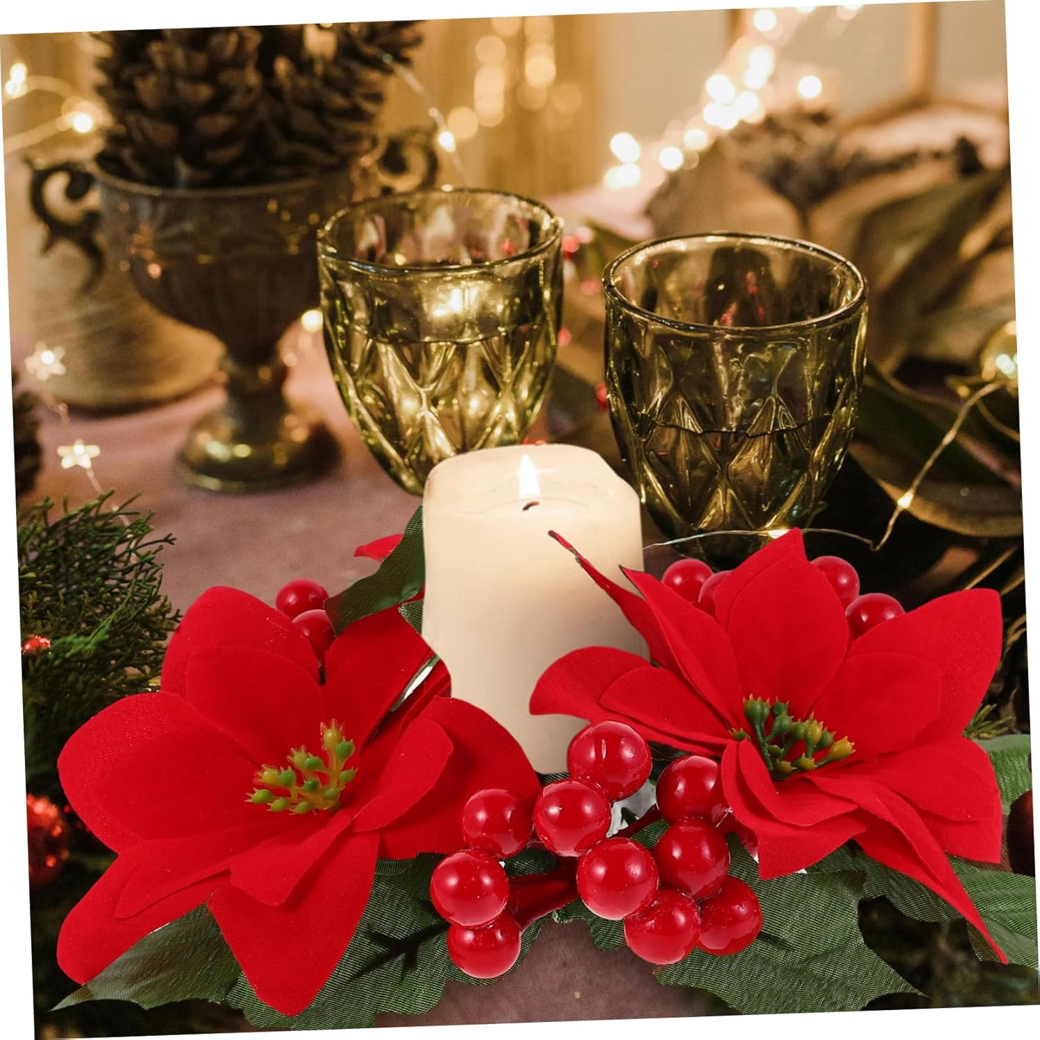 Wakauto Mini Christmas Candle Wreath Decor