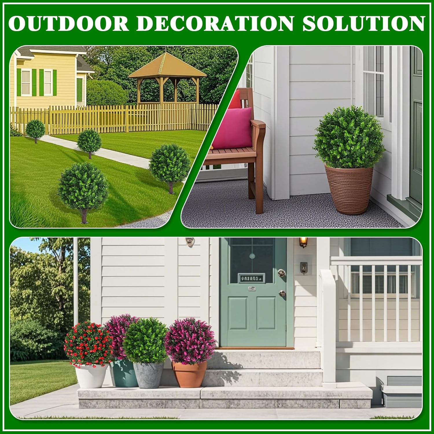 Artificial Topiary Trees with Eucalyptus Set of 2