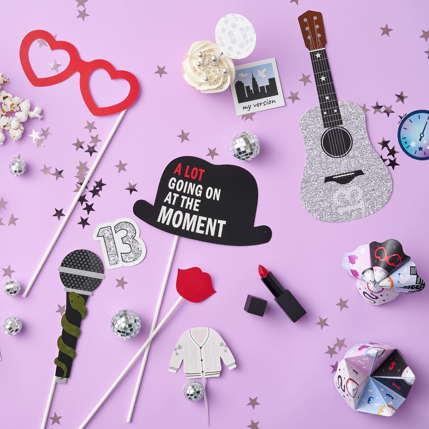 Big Dot of Happiness Party Era Photo Booth Props - 20 Ct