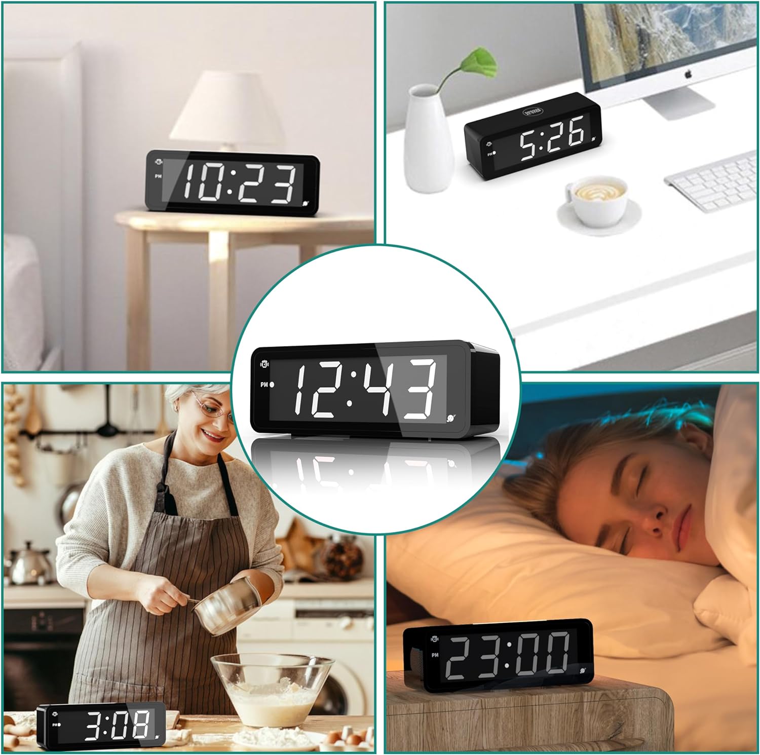 KWANWA LED Alarm Clock with Snooze and Brightness Control