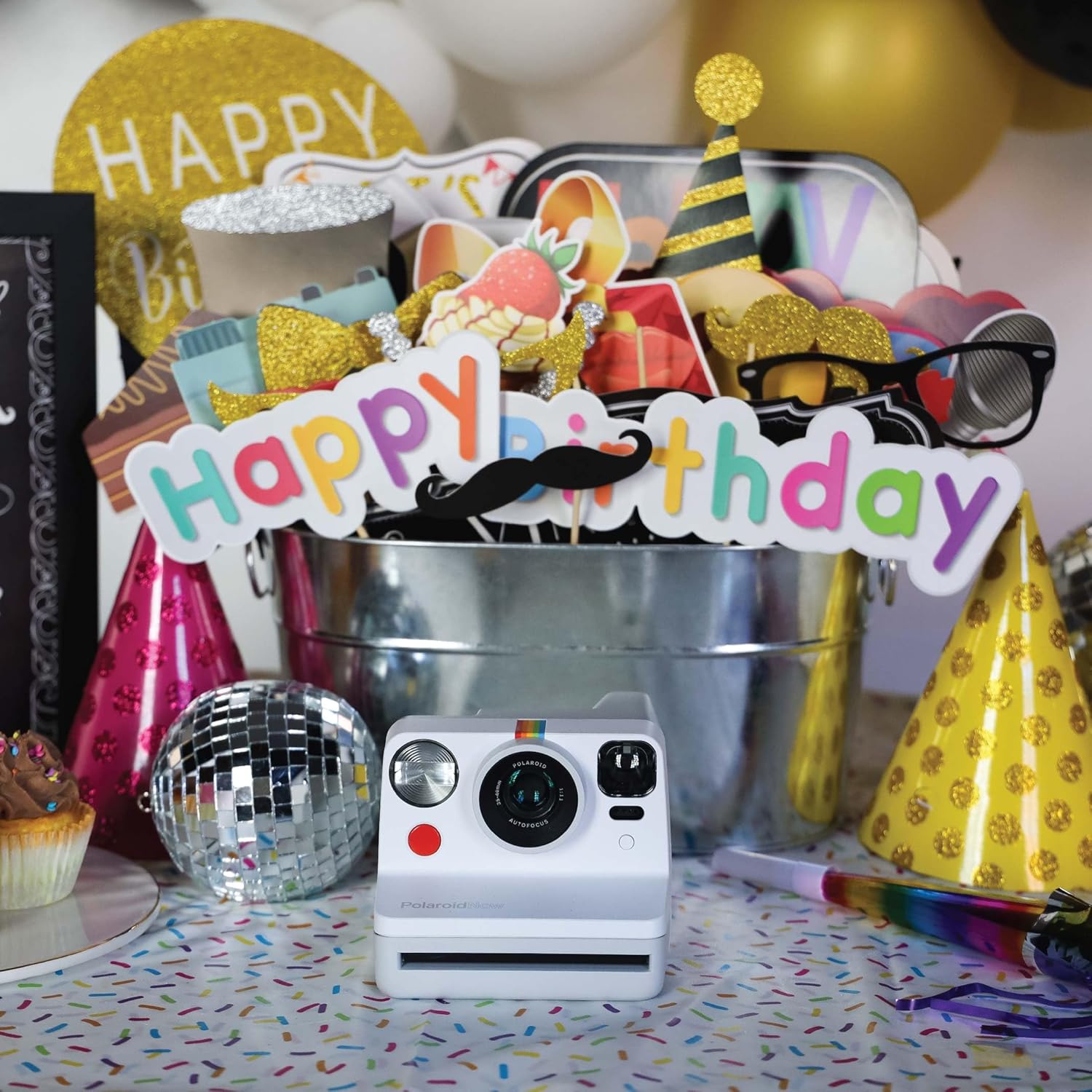Birthday Photo Booth Props - 41pc Kit with 8x10 Sign