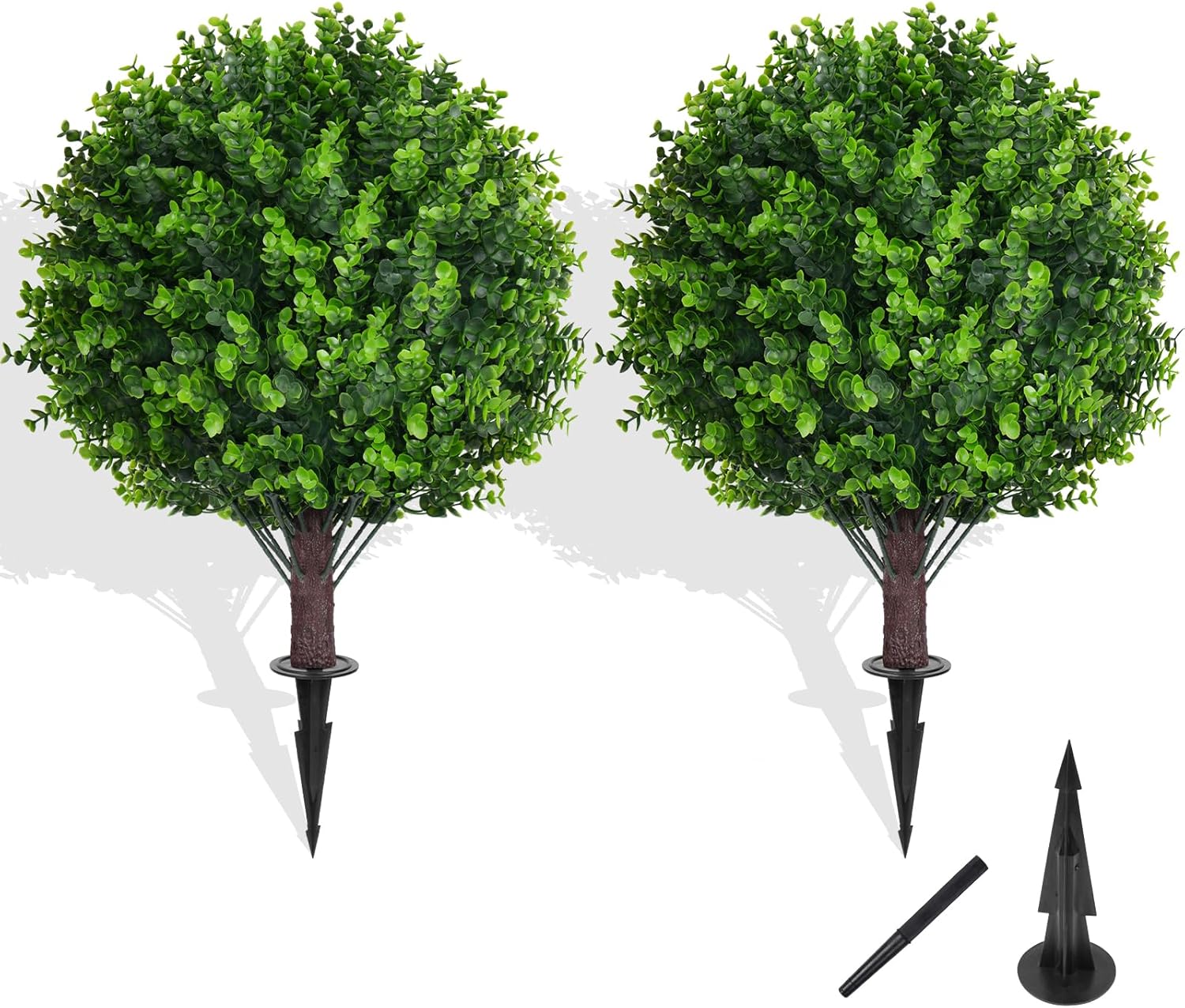 Artificial Topiary Trees with Eucalyptus Set of 2