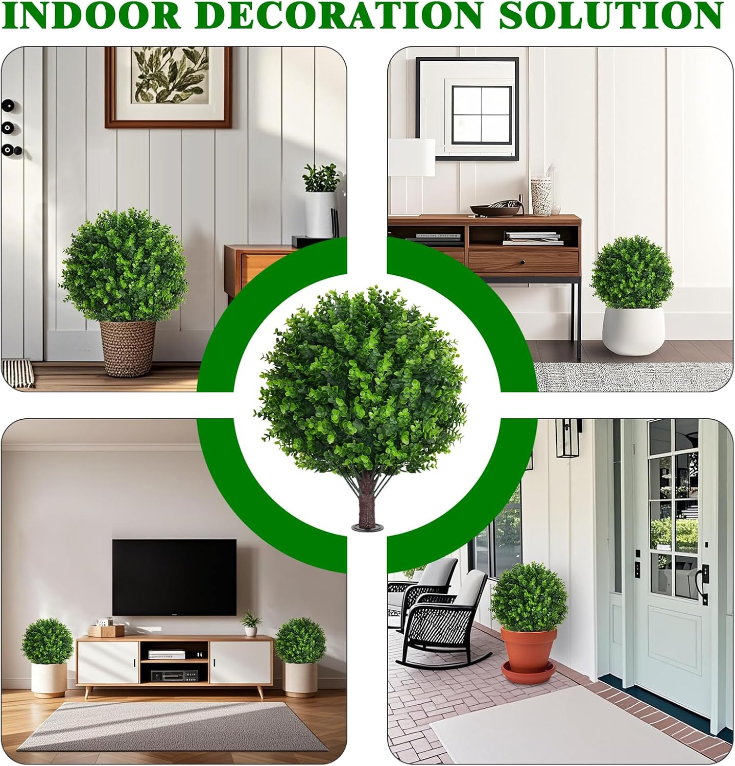 Artificial Topiary Trees with Eucalyptus Set of 2