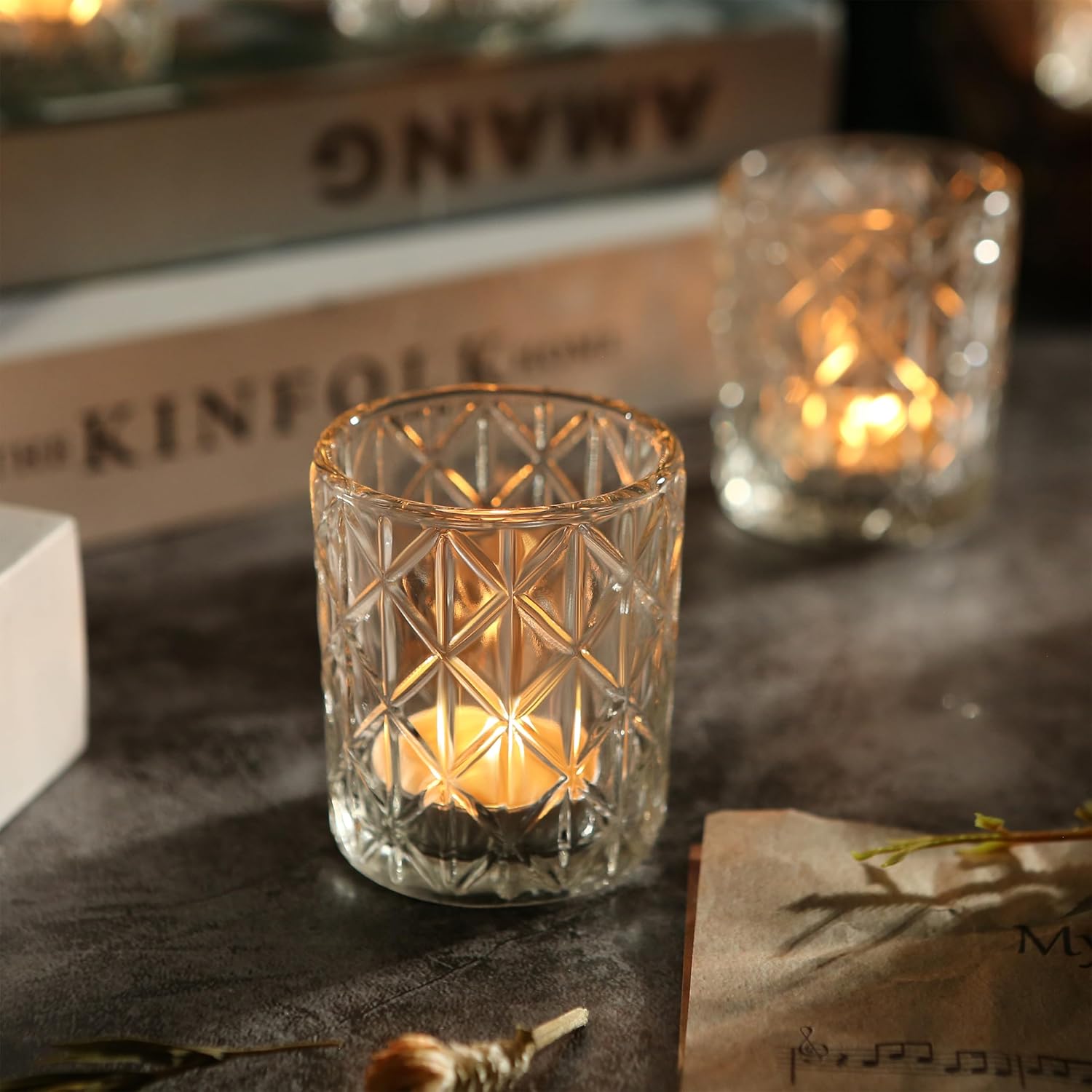 24pcs Clear Votive Candle Holders - 2x25 Inch Glass Holders for Wedding Centerpieces