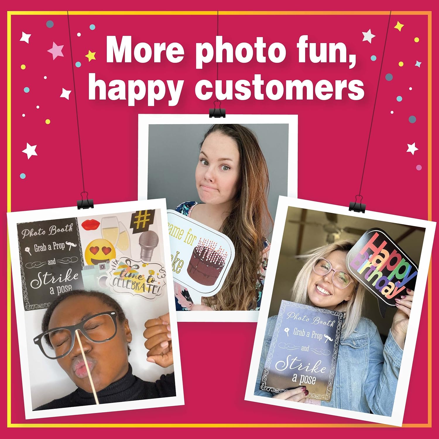 Birthday Photo Booth Props - 41pc Kit with 8x10 Sign