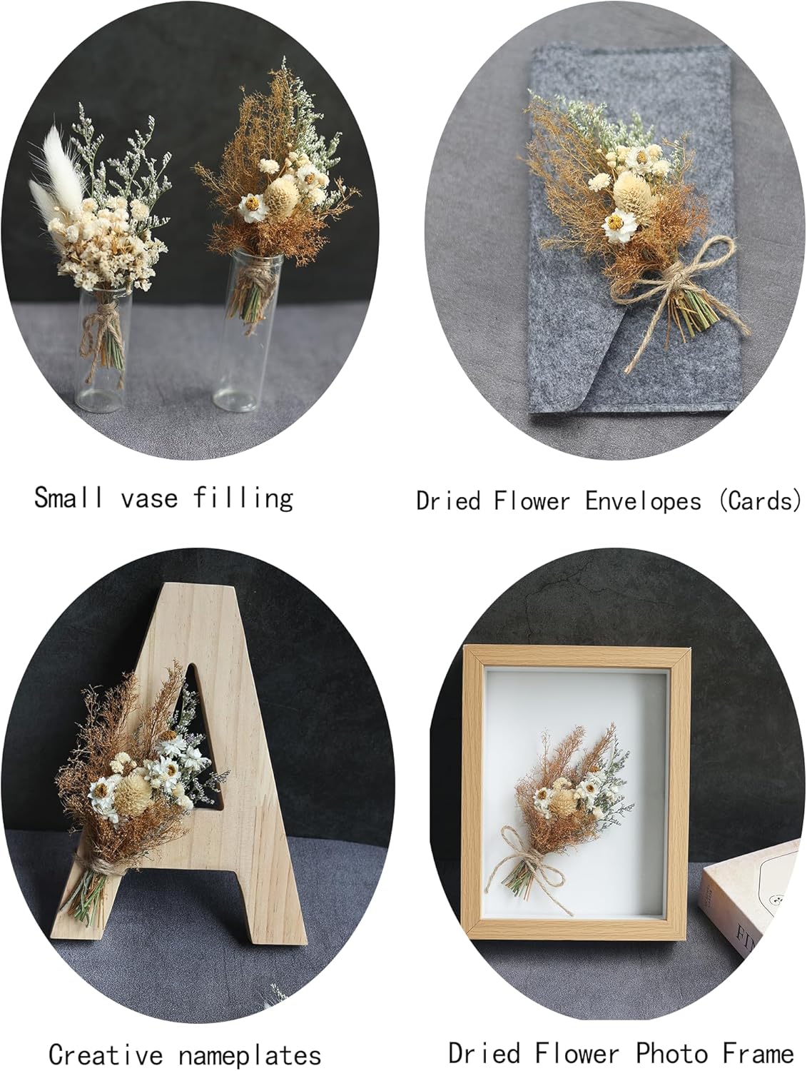 Mini Dried Flower Bouquet Set Brown 12PCS